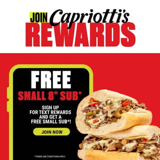 Join Capriotti's Rewards for a FREE Small 8" Sub