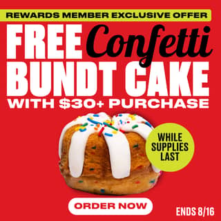 Free Confetti Bundt Cake w/ $30+ Purchase