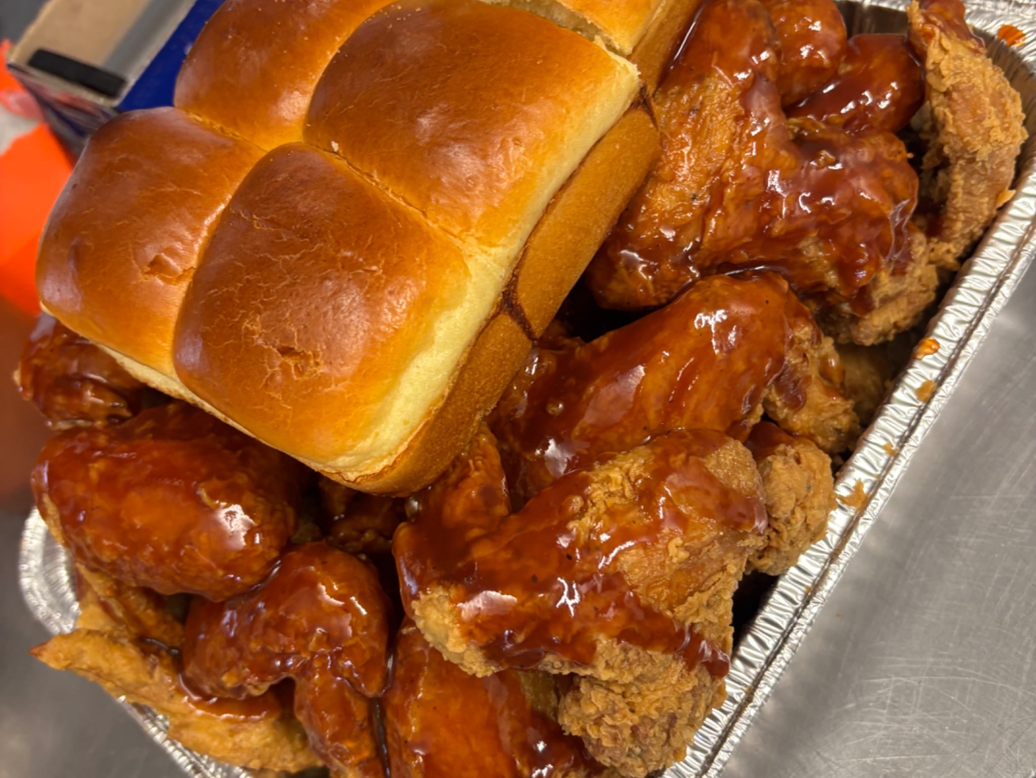 50 piece chicken feast with fries and rolls