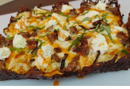 Shiitake Happens pizza with mushrooms, ricotta and honey-sriracha drizzle