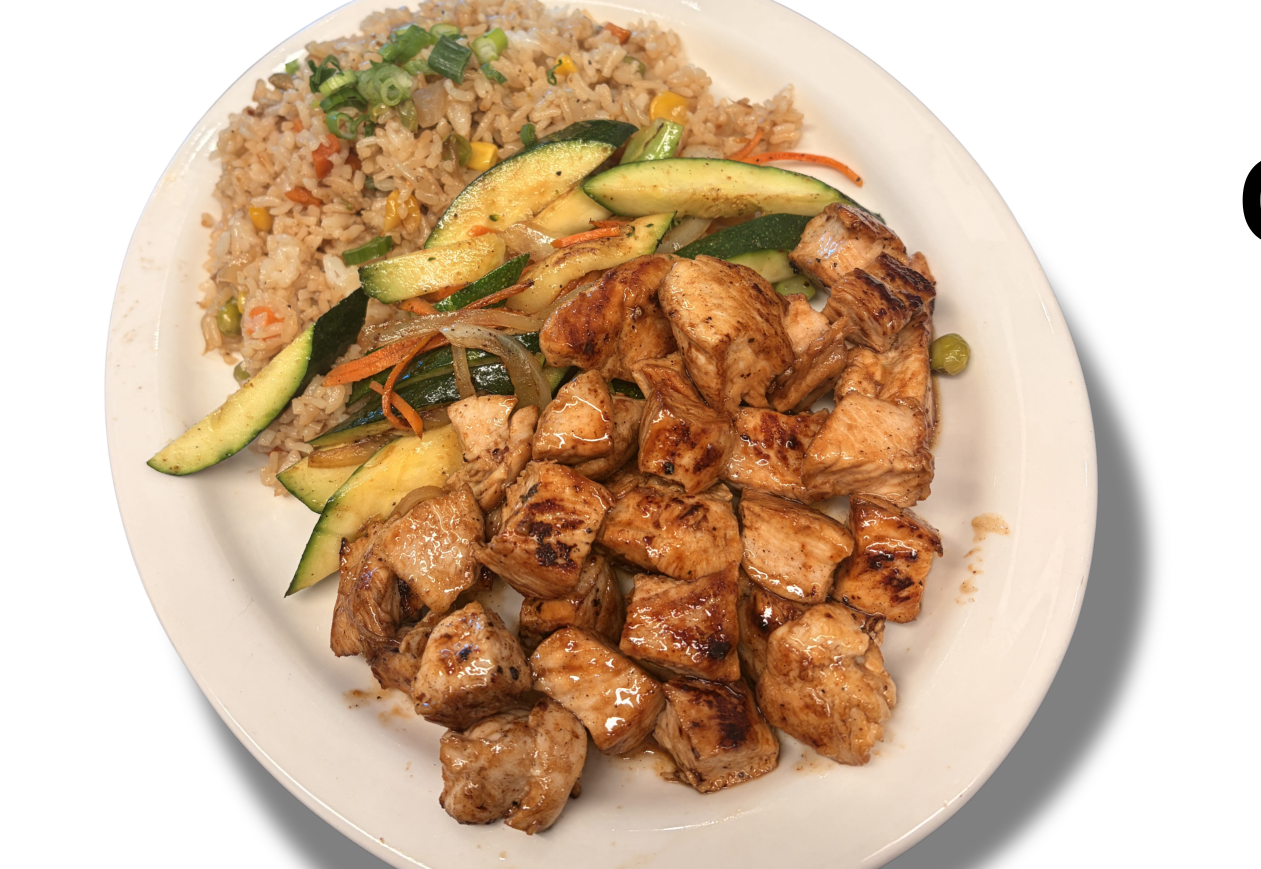 Hibachi Chicken with fried rice and mixed vegetables