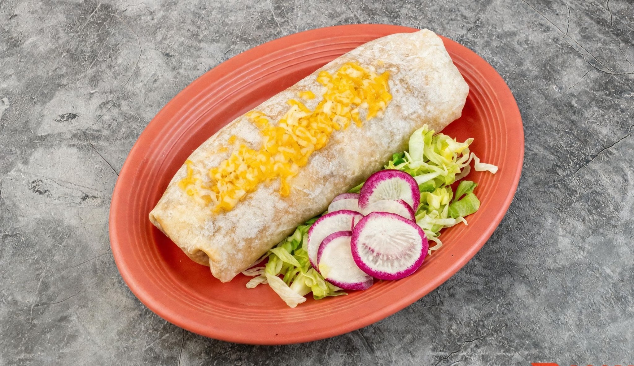 Mix Burrito with choice of meat, beans, rice, lettuce, cheese, guacamole and sour cream