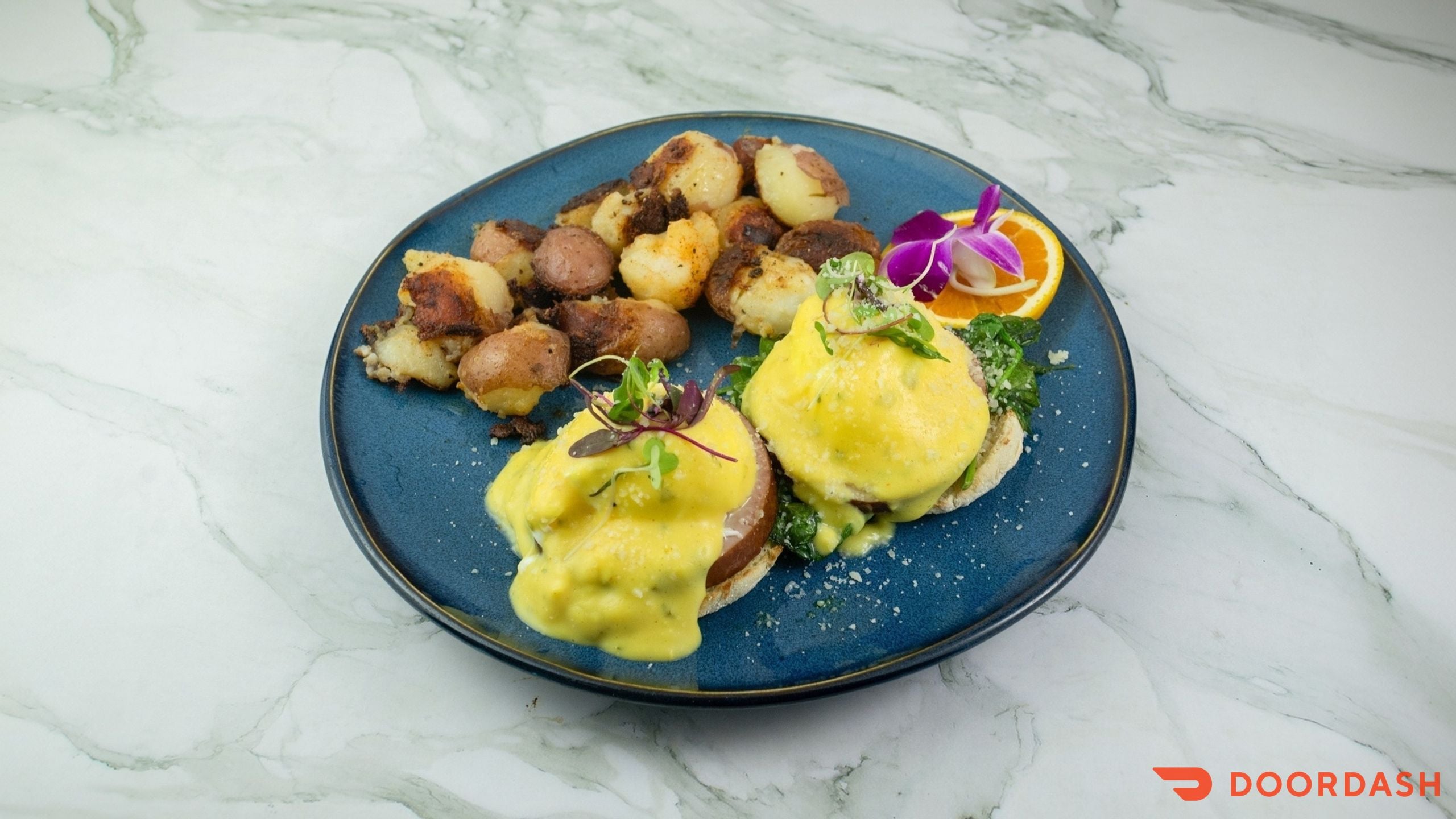 Steak and eggs plate with New York steak