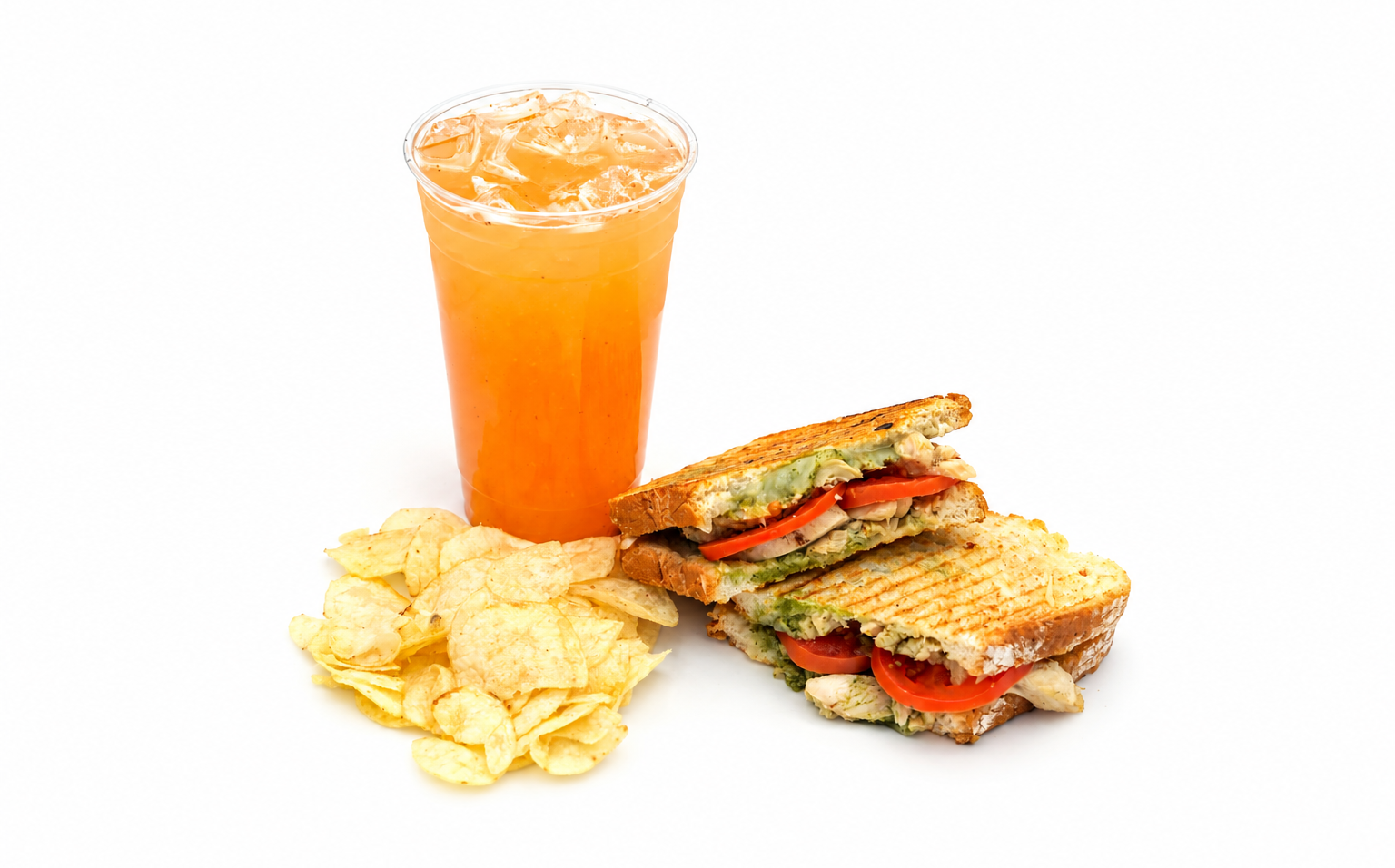 The Chicken Pesto Combo with grilled mesquite chicken