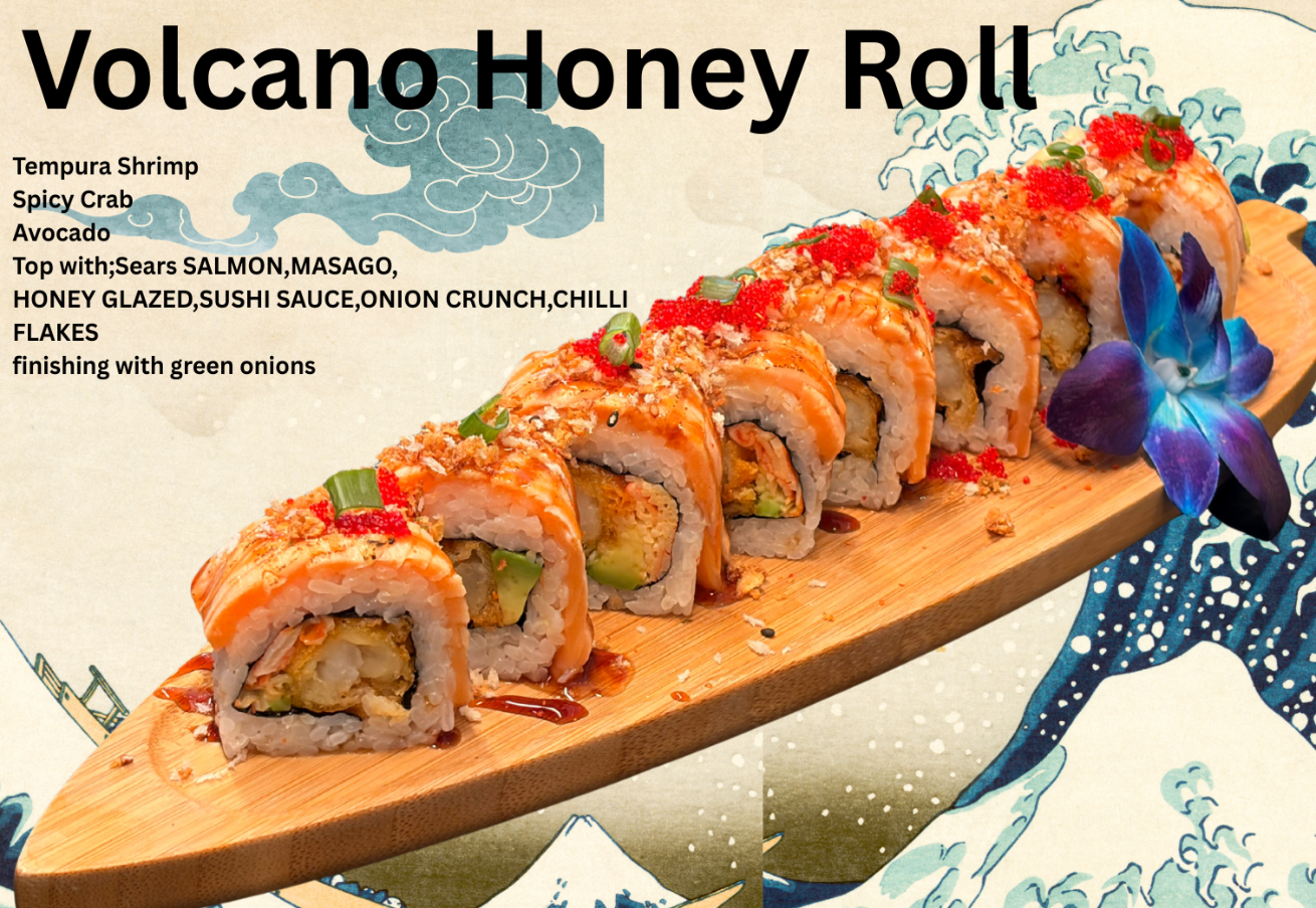 Spicy Salmon Roll with cucumber and spicy mayo