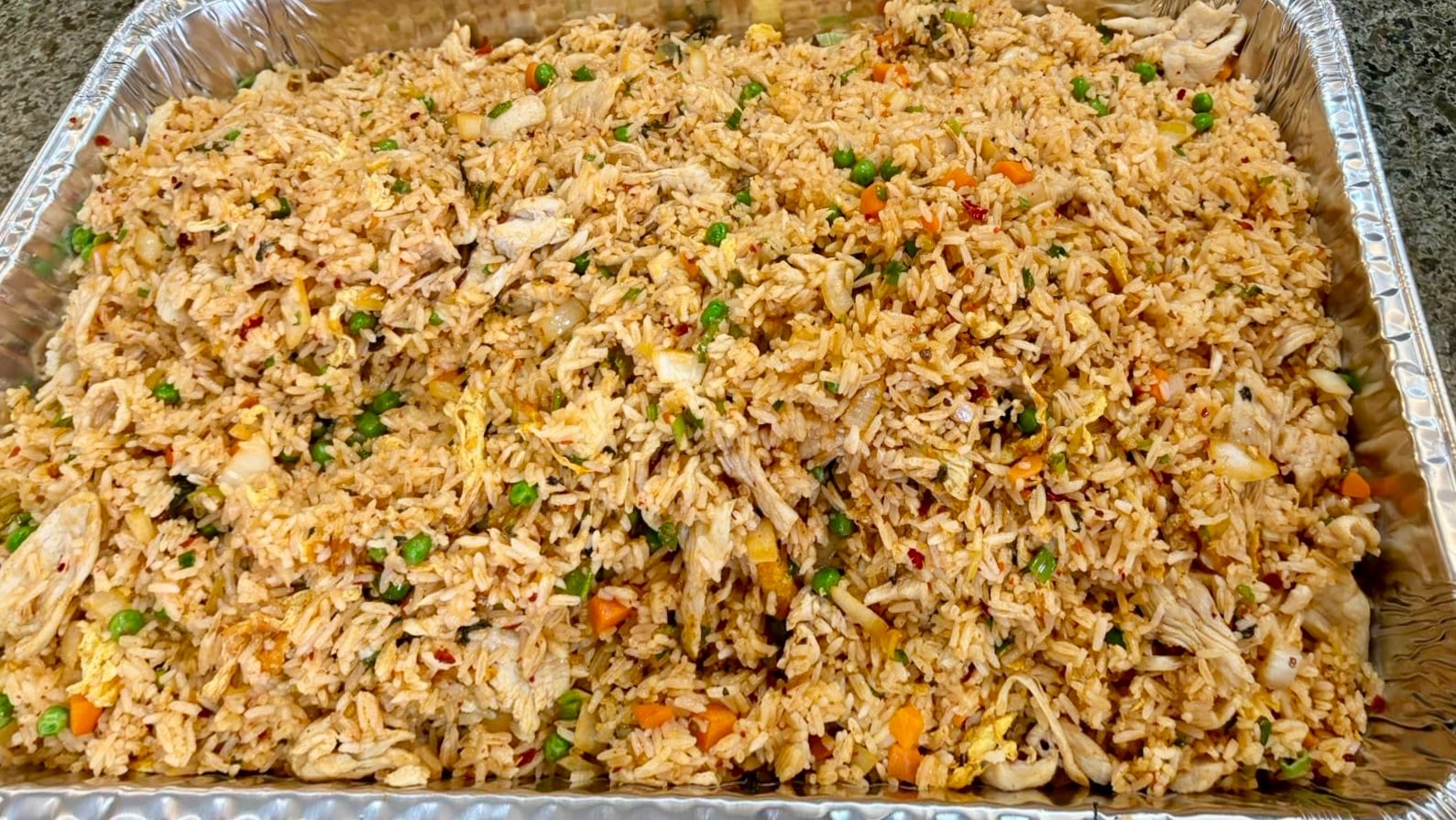 Catering spread featuring Spices 3 specialties