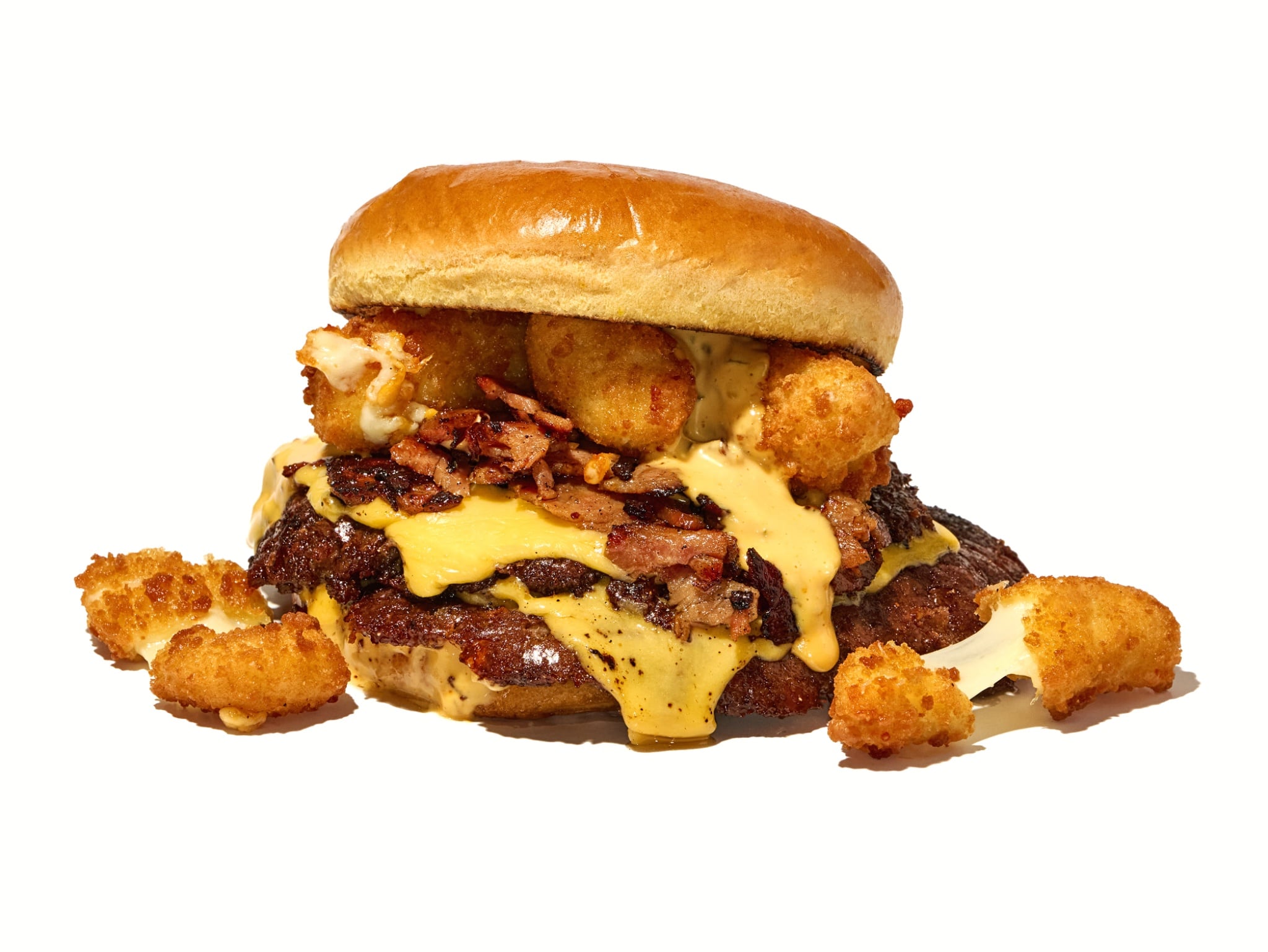 Double Slay Burger with cheese, lettuce, pickles and signature sauce