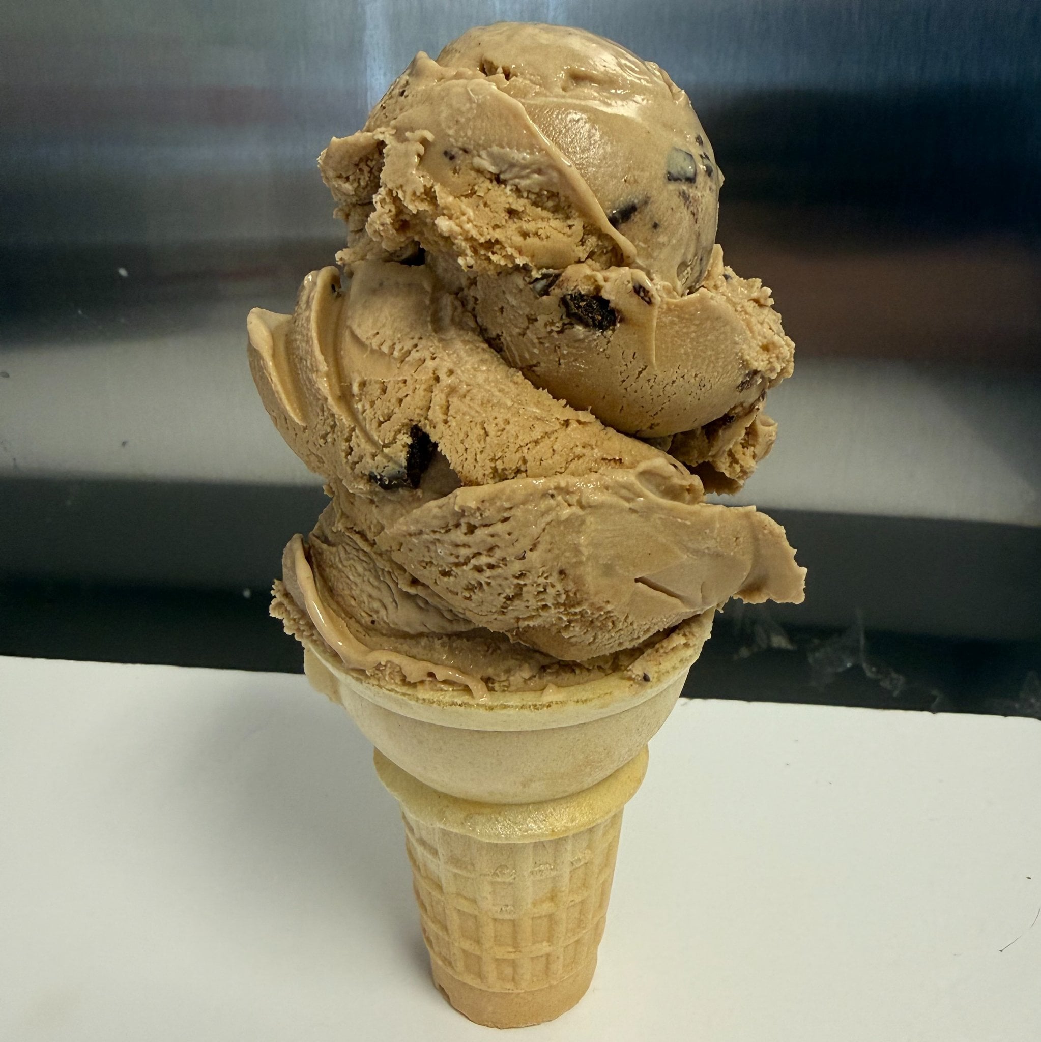 Deer Traxx ice cream with peanut butter cups and chocolate fudge