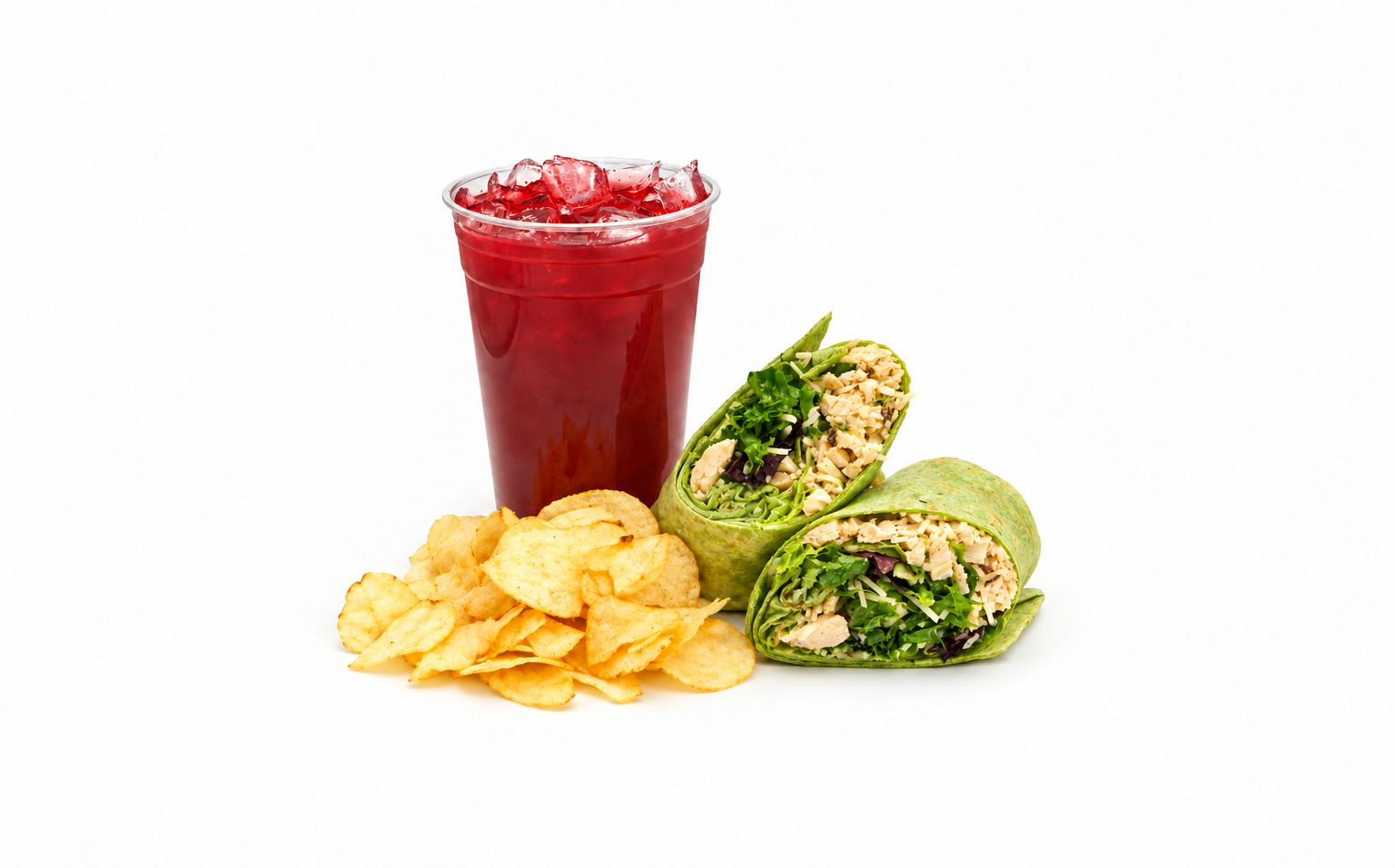 Chicken Caesar Wrap Combo in a spinach tortilla