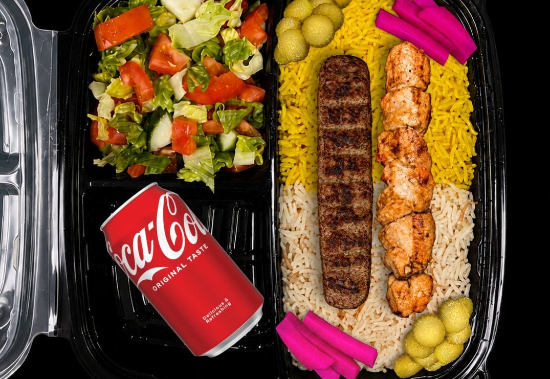Chicken Kabab and Beef Kafta entree with rice