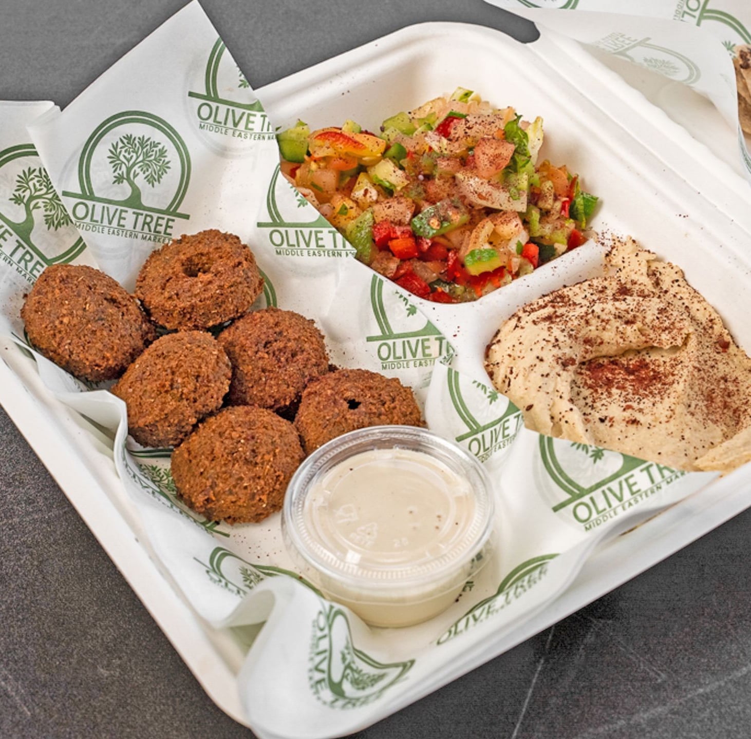 Assortment of authentic Middle Eastern dishes and market products