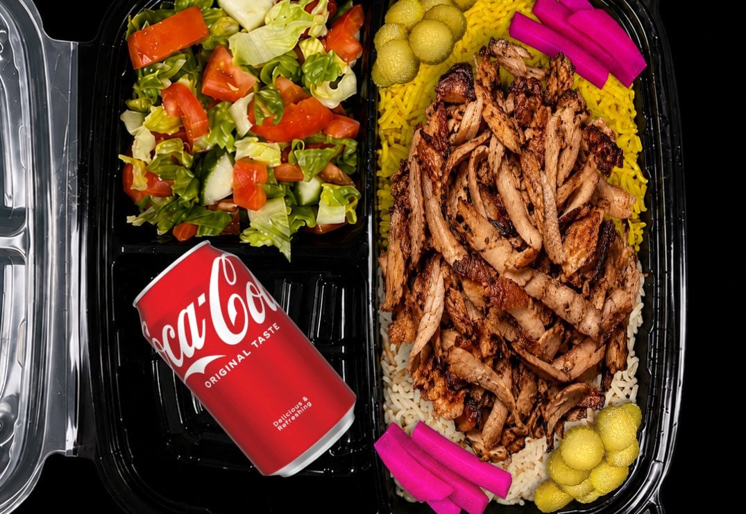 Syrian Chicken Shawarma entree served with rice